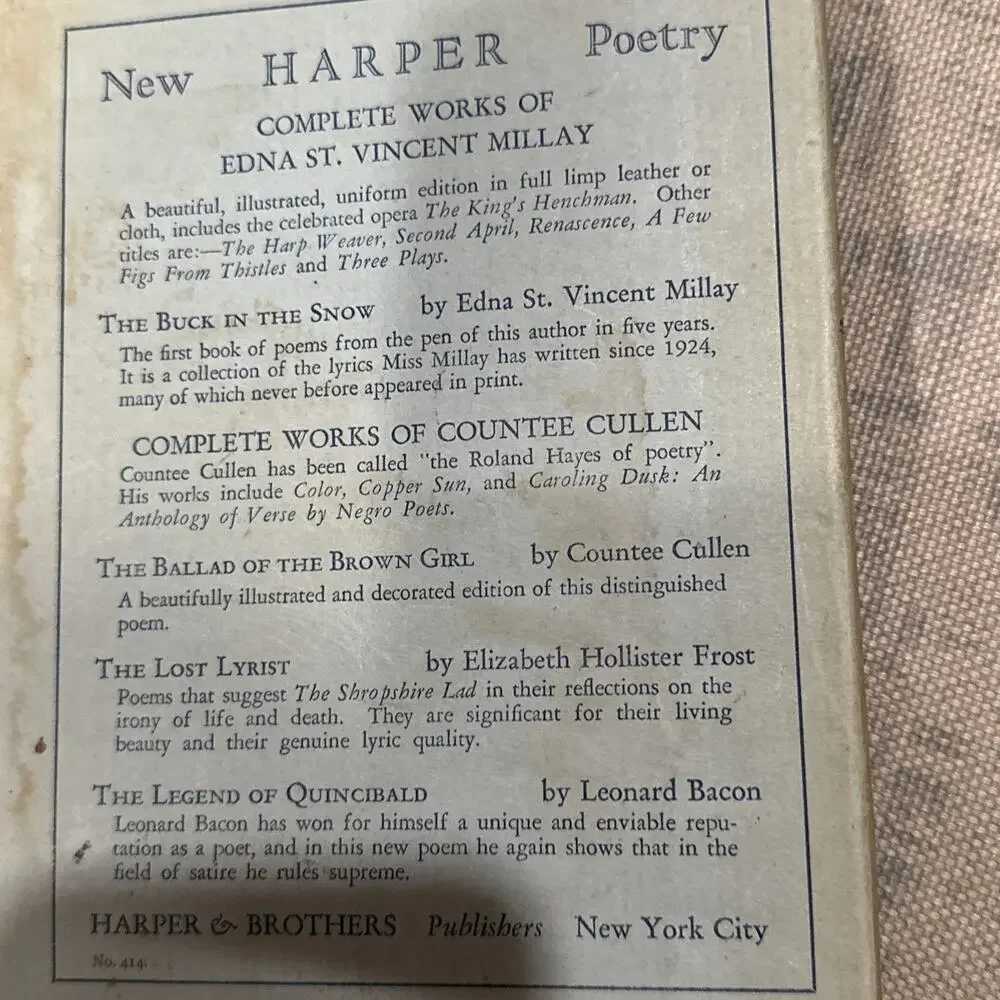 The Buck in the Snow &‎ Other Poems – Edna St. Vincent Millay 1928 First Edition